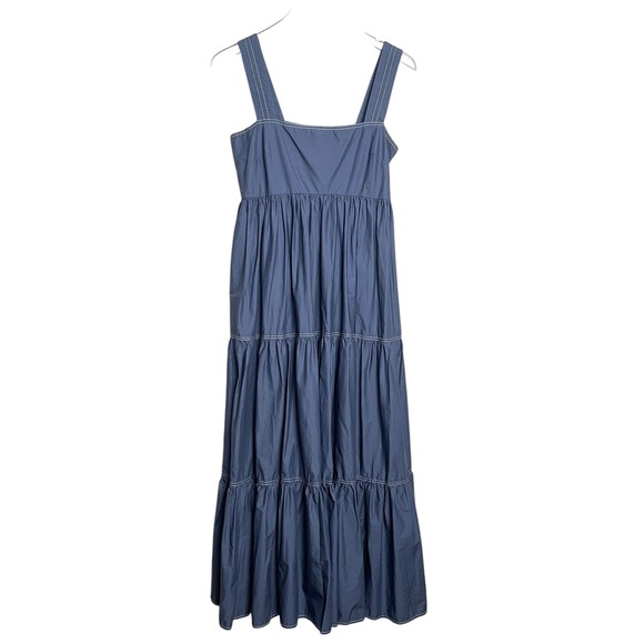 Hunter Bell Womens Rita Midi Cottagecore Dress Size M Blue Smocked - Picture 1 of 9